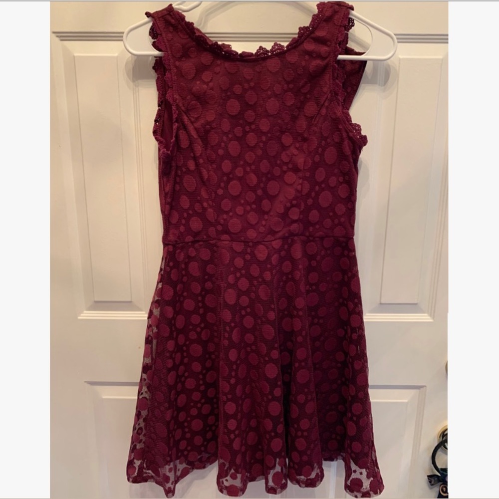 Maroon Dress with Cute Polka Dot Pattern